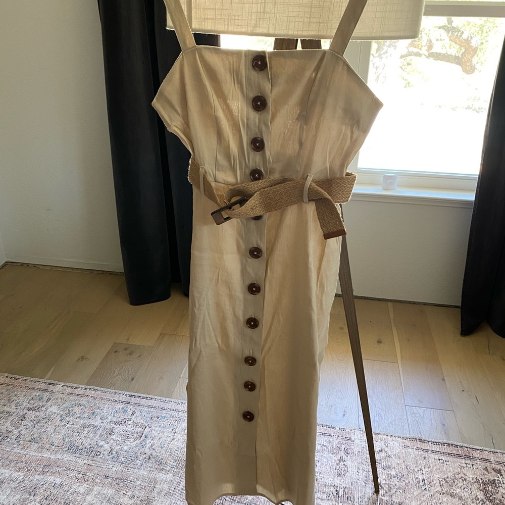 Beige linen Forever 21 dress, size Medium